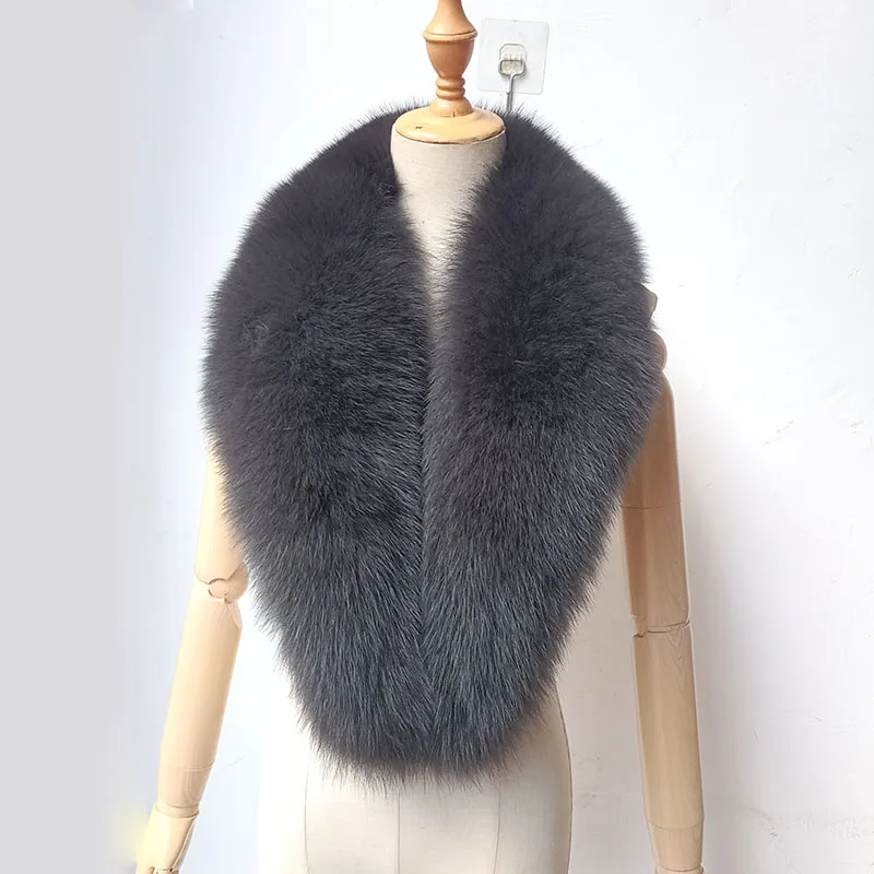 Женский меховой воротник зимний длинный из натурального Лисьего меха 2023