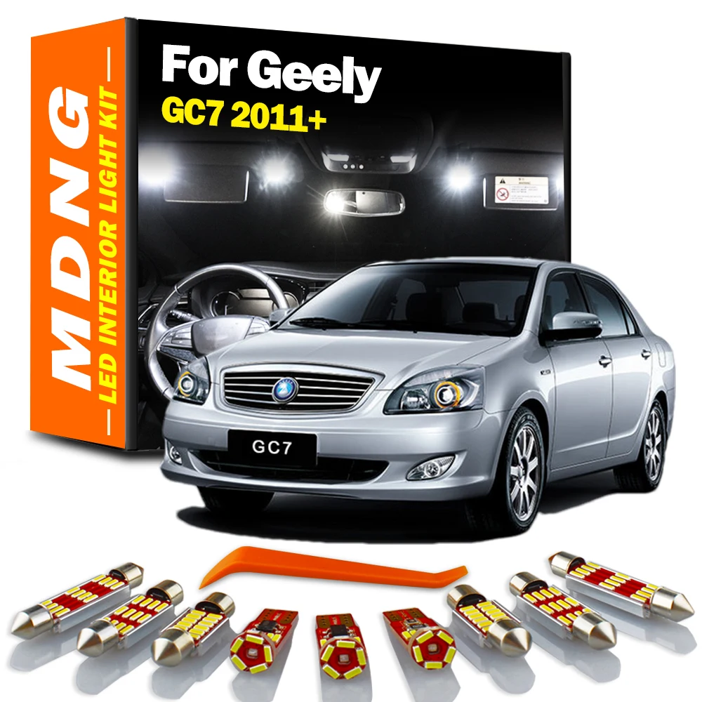 

MDNG 10Pcs Canbus Car LED Interior Map Dome Trunk Light Kit For Geely GC7 2011+ Led Bulbs No Error