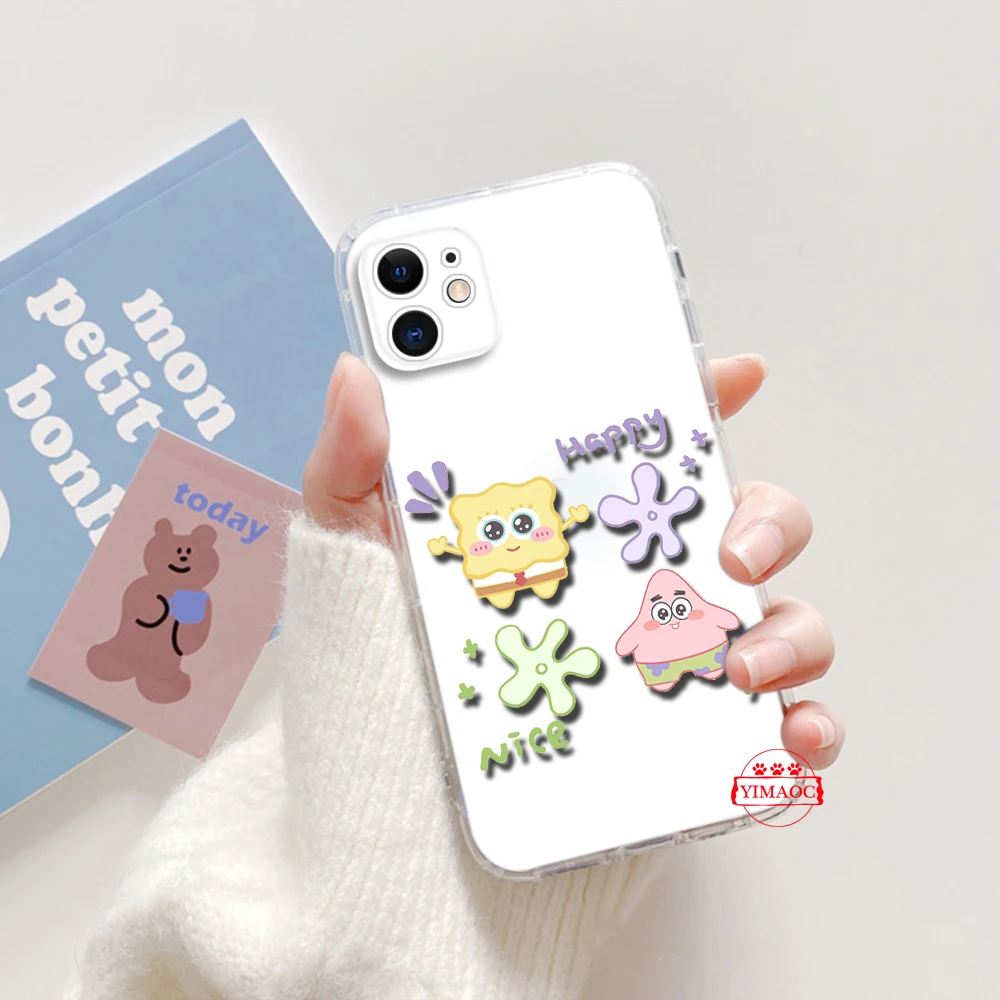 Мягкий чехол SpongeBob SquarePants для Samsung A7 A70 A71 A72 A8 A9 J2 J4 J5 J6 J7 J9 M30S M31 M51 M23 A04 A14 A23 A34 A54