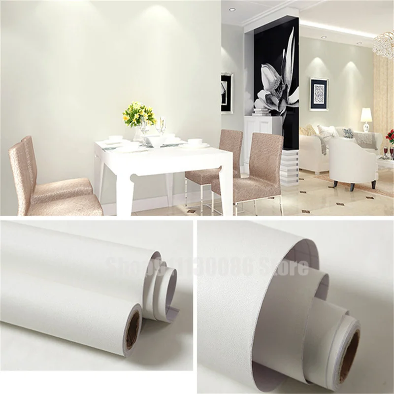 

Matte White Renovation PVC Waterproof Self-adhesive Wallpaper DIY Contact Paper Wall Sticker Wall In Rolls Home Decorative Films