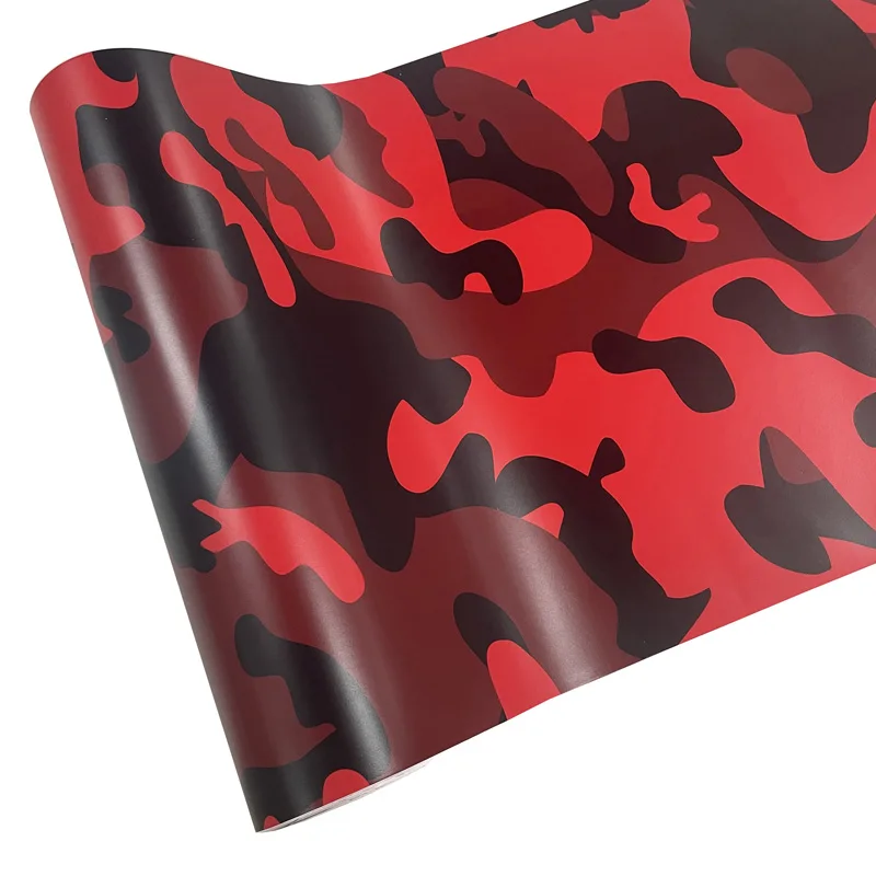 

Премиальная Камуфляжная Черно-красная Виниловая Пленка Без Пузырьков Воздуха, Самоклеящаяся, Для Оклейки Кузова Автомобиля