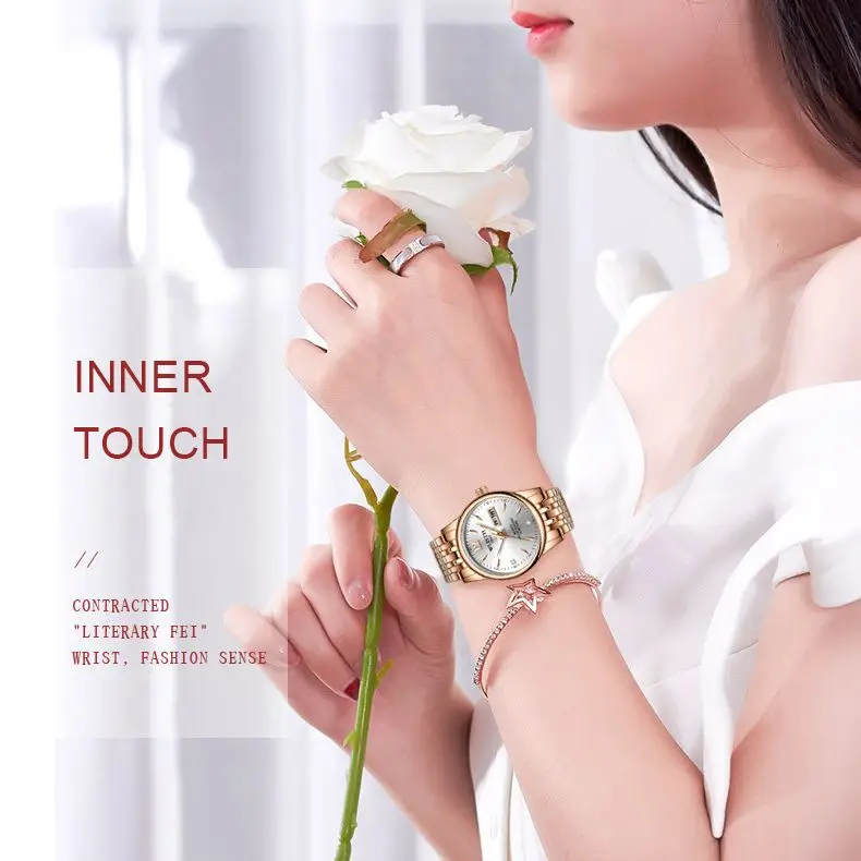 WLISTH Fashion Elegant Dress Women's Wrist Quartz Watch Full Steel Luminous Date Week Lady Clock Rejol Mujer Female Watches enlarge