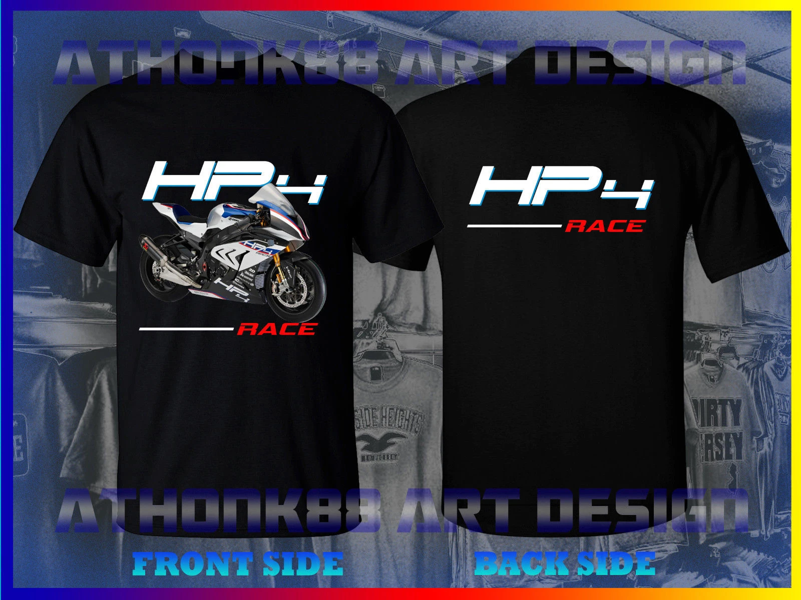 

New HP4 RACE T-SHIRT S 1000 RR German Motorcycle Motorrad double side