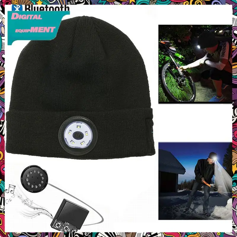 

For Handsfree Music Headset New Knit Cap Support Dimming Built-in Stereo Speakers Mic Stereo Headset For Sports And Outdoors