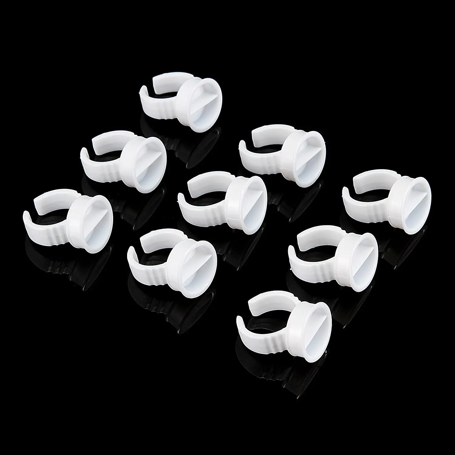 

Wholesale 500pcs White Plastic Lash Glue Rings Eyelash Extension Tool Eyelash Glue Ring