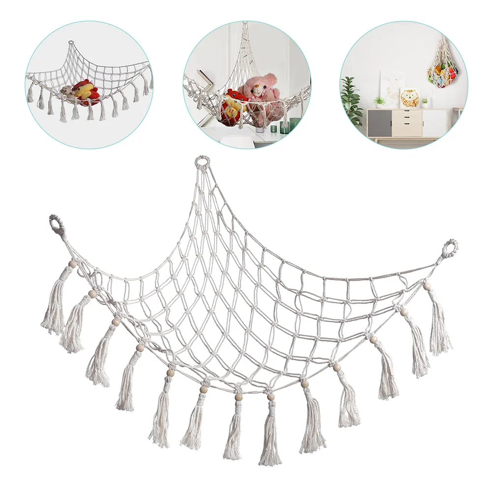 

Net Toy Hammock Stuffed Organizer Hanging Toys Animal Storage Macrame Cornerplush Nursery Decor Wall Mesh Boys Holder Animals