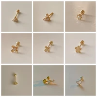 canner mini 925 sterling silver flower bear pearl piercing cartilage stud earrings for women cubic zircon fashion gifts jewelry