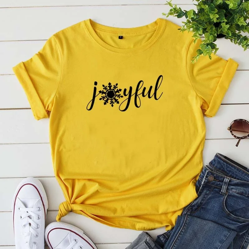

Joyful Christmas hipster printing tee shirt women t-shirt fashion printing tees casual short sleeve tops DW168