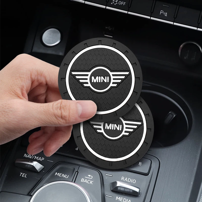 

1/2PC Car Water Cup Holder Coaster Non slip Pad Mat For MINI Cooper One S JCW Countryman R55 R56 F54 F55 F56 R58 R60 Accessories