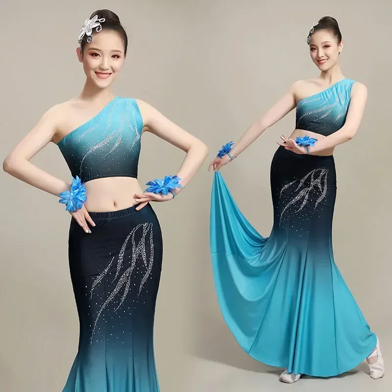 Одежда для танцоров с павлином национальная одежда женщин и детей традиционный