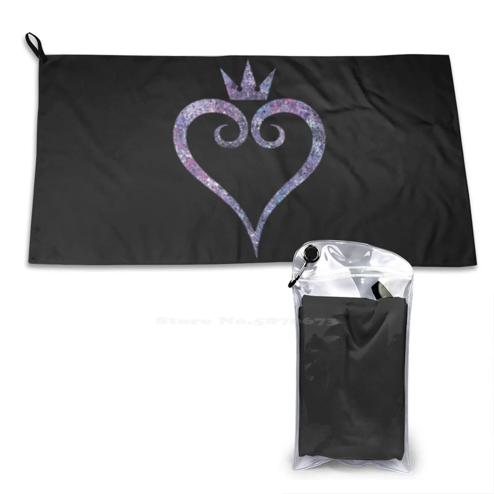

The Kingdom Hearts Heart Beach Towels Quick-Drying Sports Towels Kingdom Hearts Crown Square Enix Galaxy Abstract Pop Art