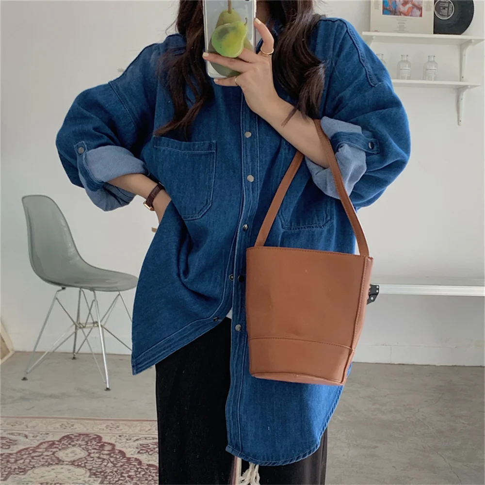 

HziriP Lazy Style Vintage Shirts Outwear Autumn Hot Women Loose-Fitting 2022 Office Lady Slim All Match Streetwear New OL Solid