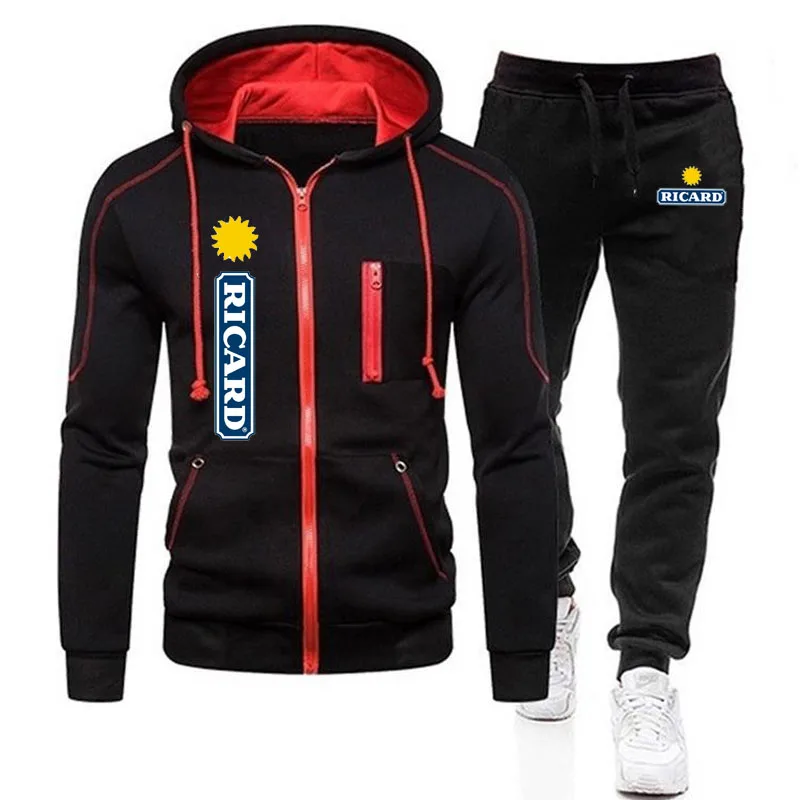 

Fashion Ricard Men Zipper Hoodies Sweatshirt+Sweatpants Suit New 2022 Autumn Winter Warm Tracksuit Sets Men's Hooded Outwear