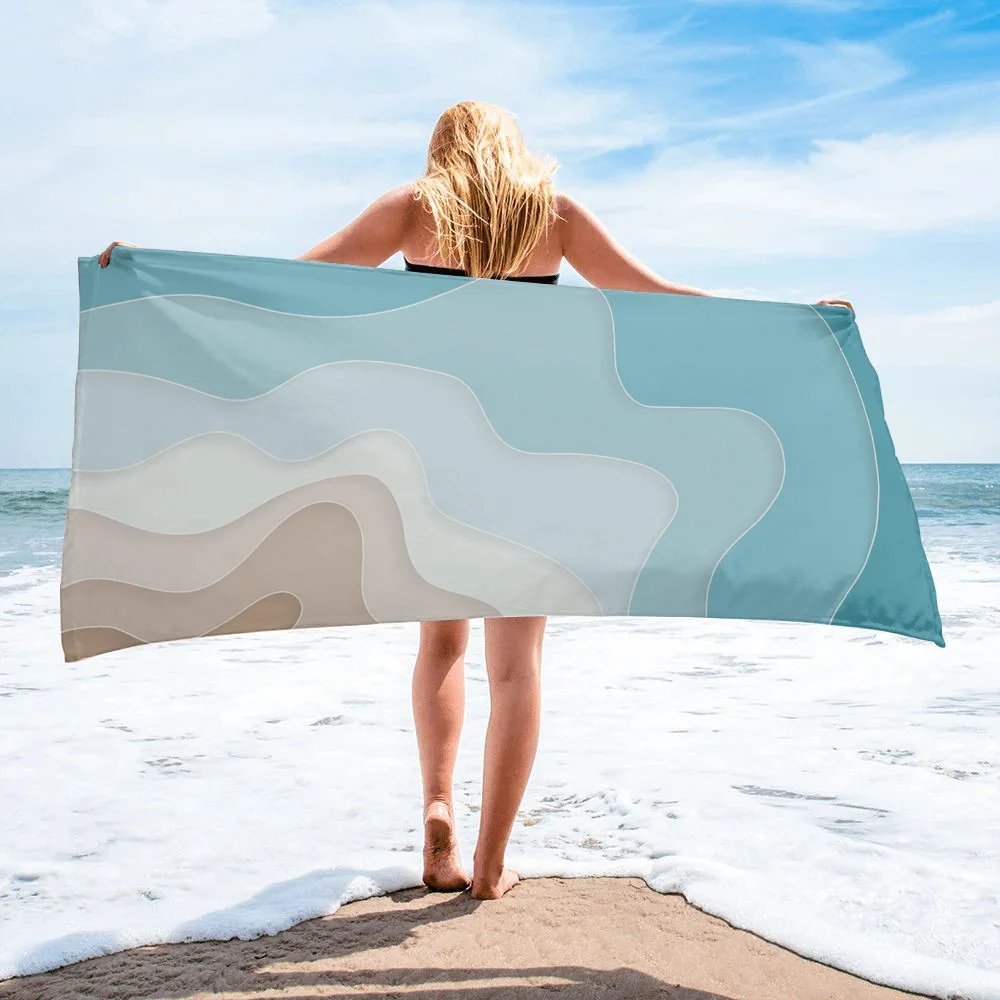 

Волнистое синее море летнее пляжное банное полотенце для взрослых предметы первой необходимости летнее быстросохнущее полотенце для лица