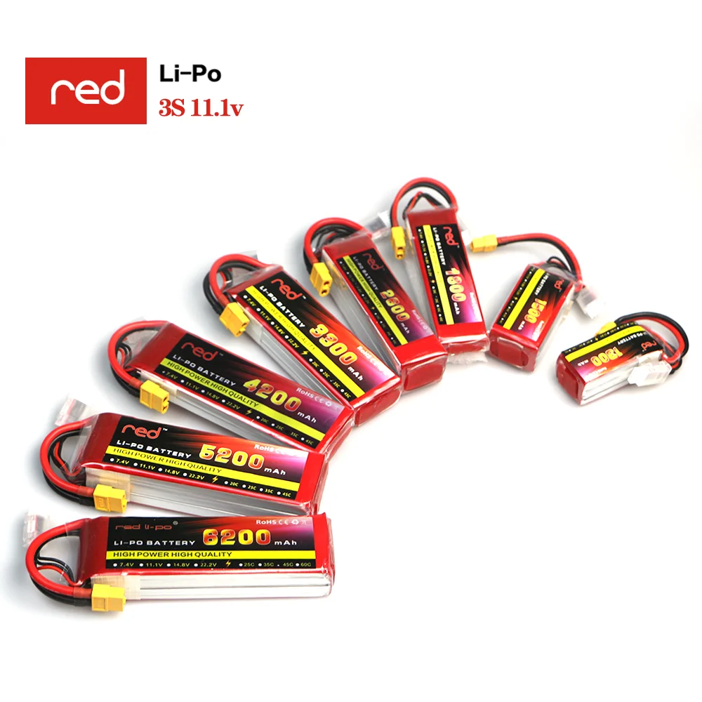 

new Red 3S 11.1V 1300 1800 2200 3300 4200 4500 5200 6000mAh 30C 40C 60C Nano RC Toys LiPo Battery R. C Airplane Drone Helicopter