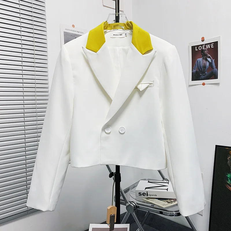 

Autumn Men's Trendy Personalized Color Matching Short Blazers Handsome Business Niche Design Comfortable Suit Coat 21Z1345