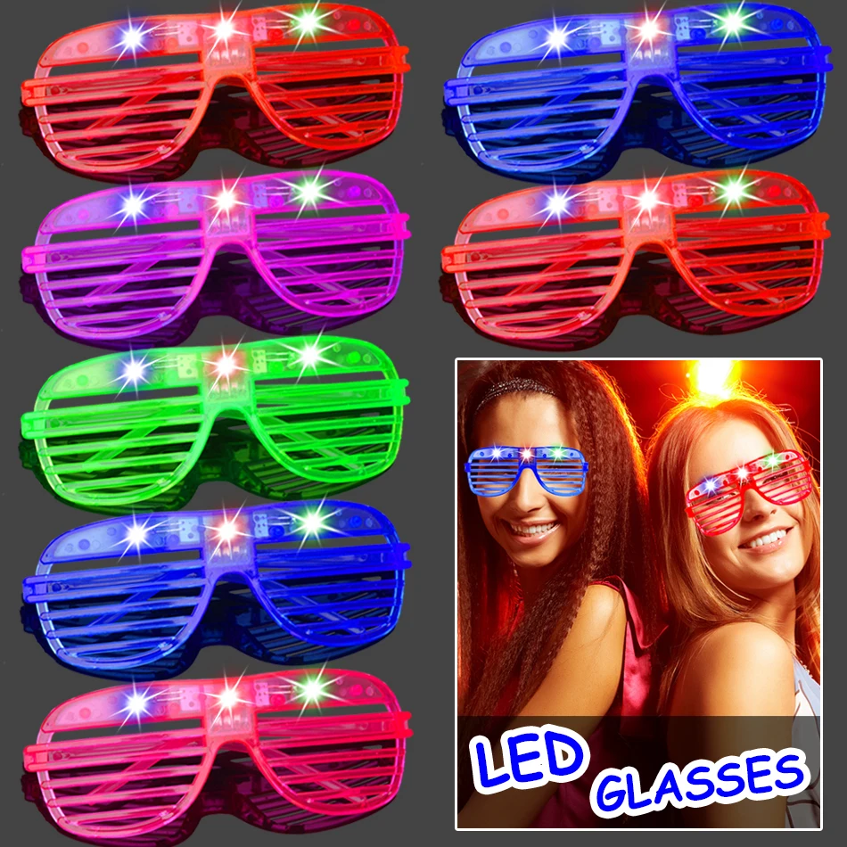 

10/15/30 Pcs Light Up LED Glasses 5 Colors Glow Glasses Glow in The Dark Party Supplies Neon Party Favors for Kids Adults