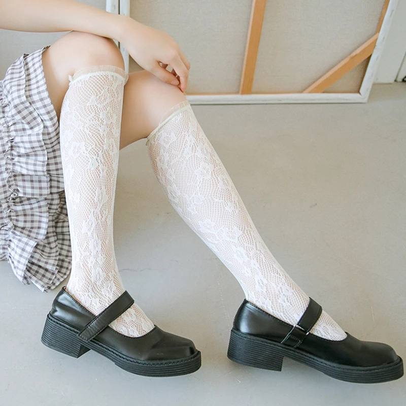 YUYU женские милые ажурные гольфы для девочек винтажные с жаккардовым рисунком и