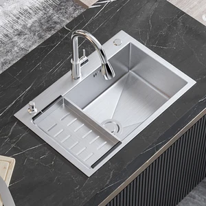 304 stainless steel kitchen sink topmount or undermount single bowl wash basin for home fixture with drainage accessories free global shipping