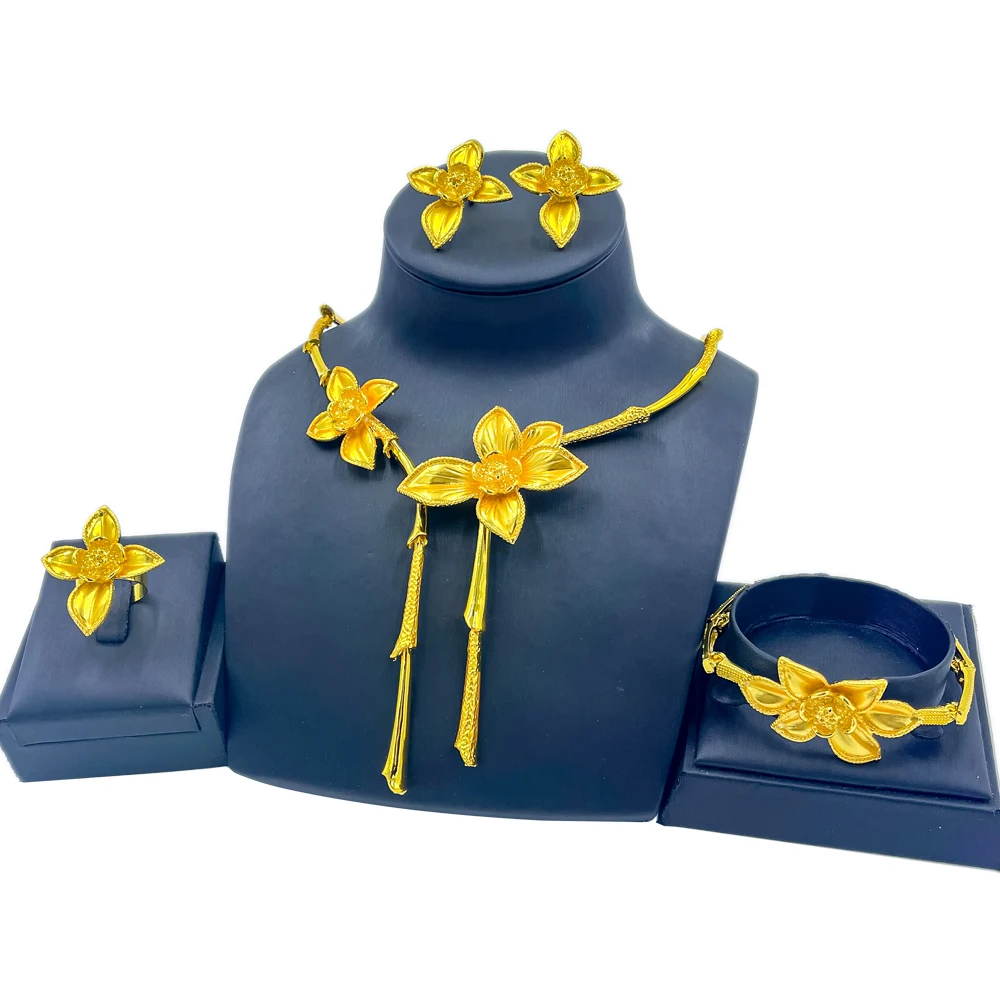 

Модные Длинные ожерелья, браслеты с африканскими цветами для женщин, подарки на день рождения, ювелирные наборы, свадебные серьги, свадебно...