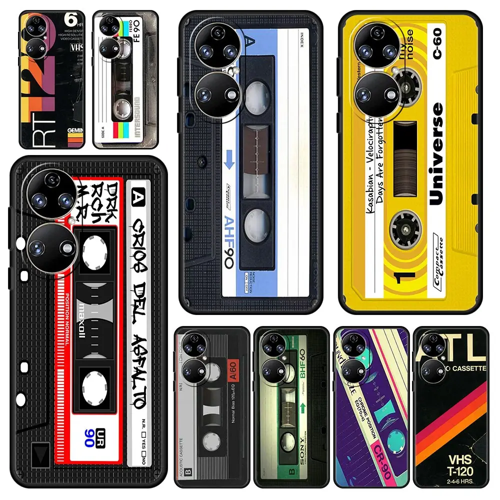 

Cover Case for Huawei P20 P30 P40 P50 P50E Lite E Pro P20Pro P30Pro P40Pro P50Pro Trend Cell Matte Japan Retro Cassette Tapes