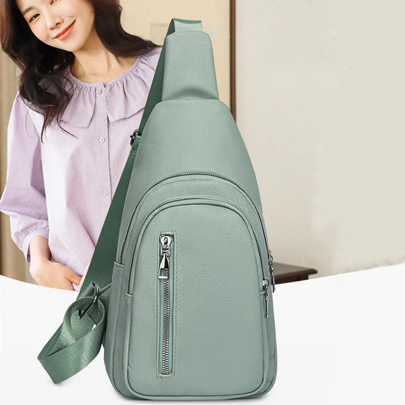 

Женская сумка через плечо, кожаные женские сумки высокого качества, модная трендовая нагрудная сумка, многослойная Женская нагрудная сумка через плечо, кошелек