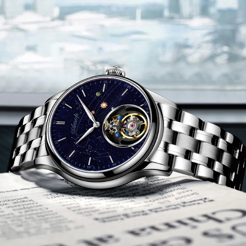 Часы AESOP Мужские механические с сапфировым стеклом люксовые деловые наручные