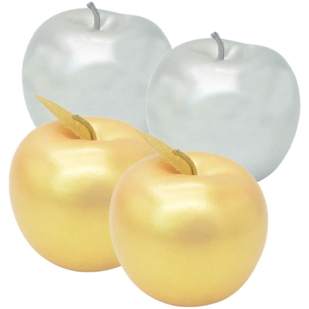 

Apples Fruit Artificial Model Fruits Christmas Fake Realistic Golden Lifelike Decor Simulationornament Faux Silver Props