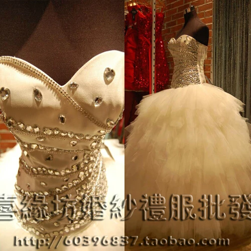 

free shipping casamento fashionable romantic sexy vestido de novia long ball sweetheart crystal wedding Dress 2014 bridal gown