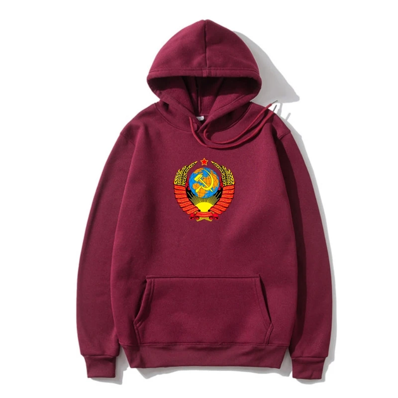 

Newes Letter Prin Warm Outerwear Men Sovie Coa of Arms Ussr Funny Communis Block Casual Outerwear SweaSweatSweatshir Hoody