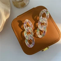 colorful cuban chain dangle earrings for womne girls hip hop trendy popular korean fashion dangle earring fashion jewelry gifts