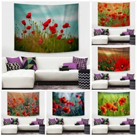 poppy flower diy wall tapestry art science fiction room home decor wall hanging home decor