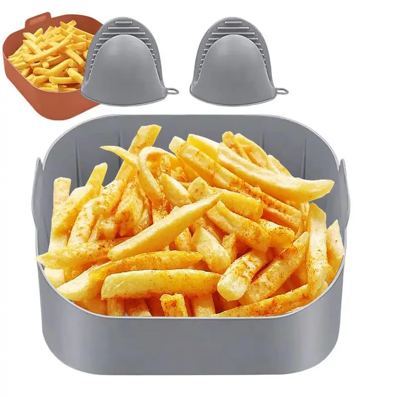 

Silicone Lightweight Silicone Air Fryer Pot Square Easy To Clean Square Air Fryer Basket Silicone Pot For Air Fryer Baking