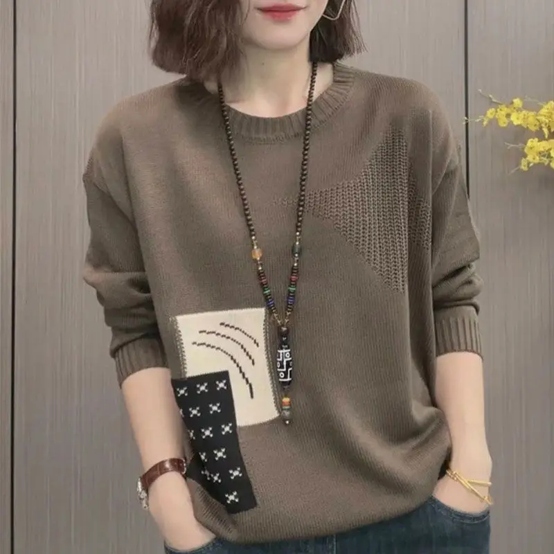 Новинка осени/зимы 2023 модный жаккардовый полый винтажный повседневный свободный