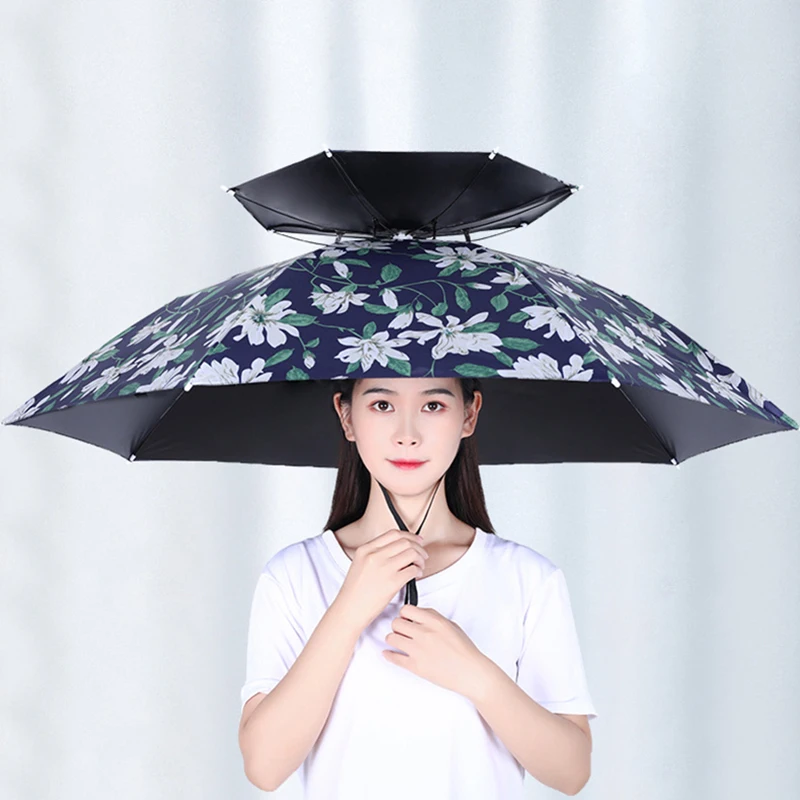 

Portable Umbrella Hat Outdoor Foldable Head-mounted Umbrella Anti-Rain Anti-Sun Beach Fishing Hiking Camping Headwear Umbrella