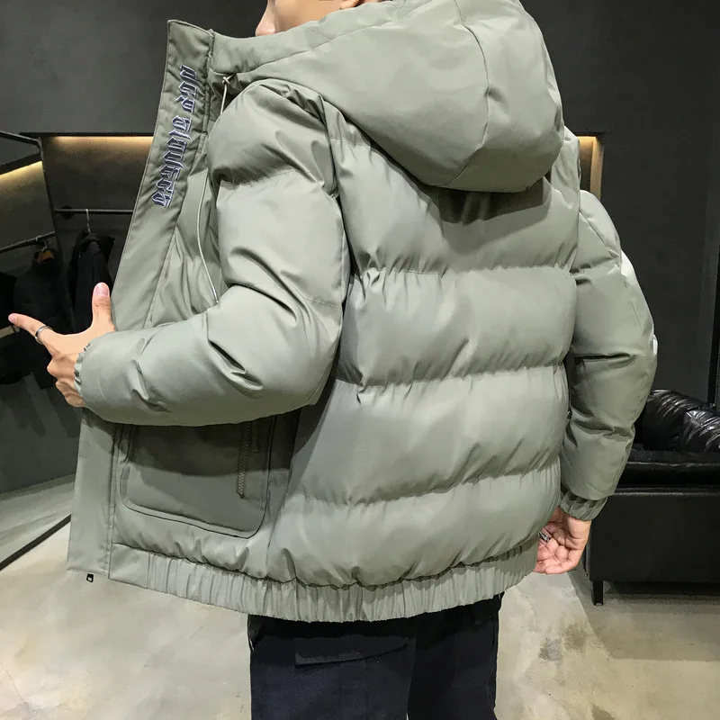 Men Winter Long Sleeve Down Jacket Stand Collar Loose Coats Male Fashion Casual Solid Warmth Windproof Outerwear Zipper Clothes