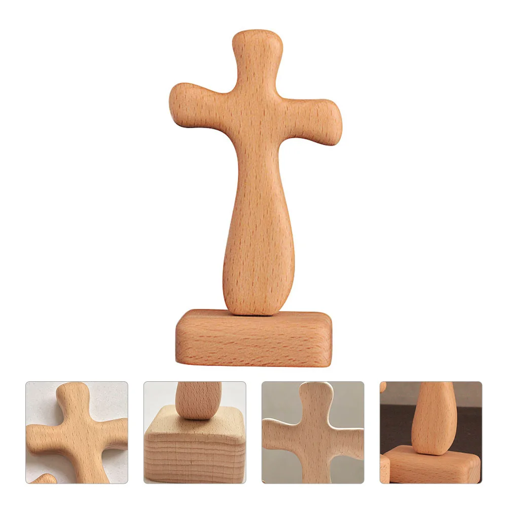 

1PC Durable Creative Beech Cross Cross Crafts Cross for Decor Ornament Party Home