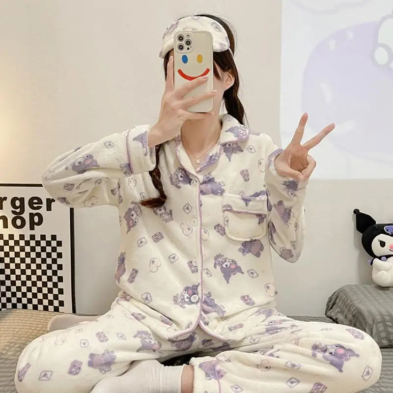 

Пижама Kawaii sanio, с рисунком из мультфильма "персонажи моих мелодий", комплект домашней одежды девочек