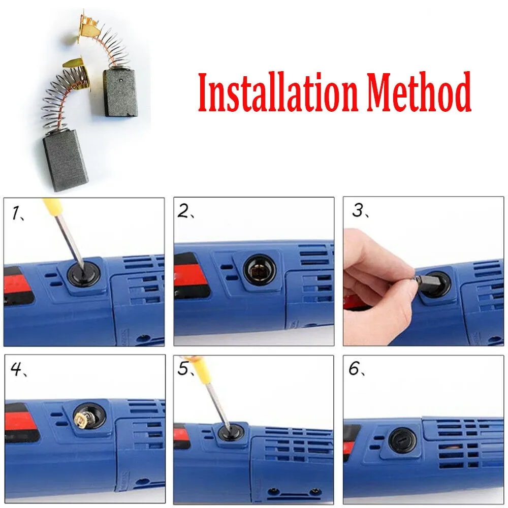 

Repair Motor Carbon Brushes 10PCS 8 Different Sizes Carbon & Copper Alloy For Electric Motor Tool Gray & Brass Tone