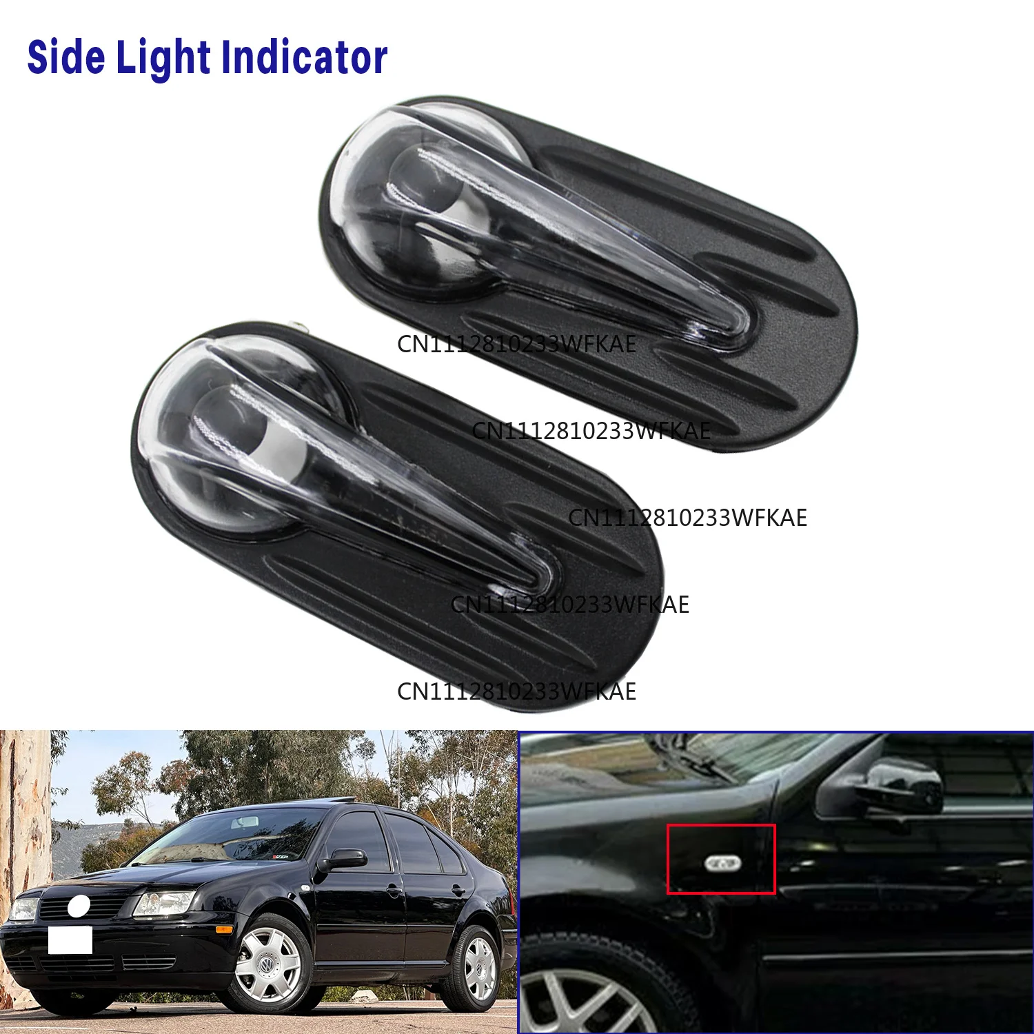 Фото Два боковых внешних сигнальных фонаря для Volkswagen Golf, Golf Bora Passat, Golf Polo Salang, Leon 1J0949117 №1