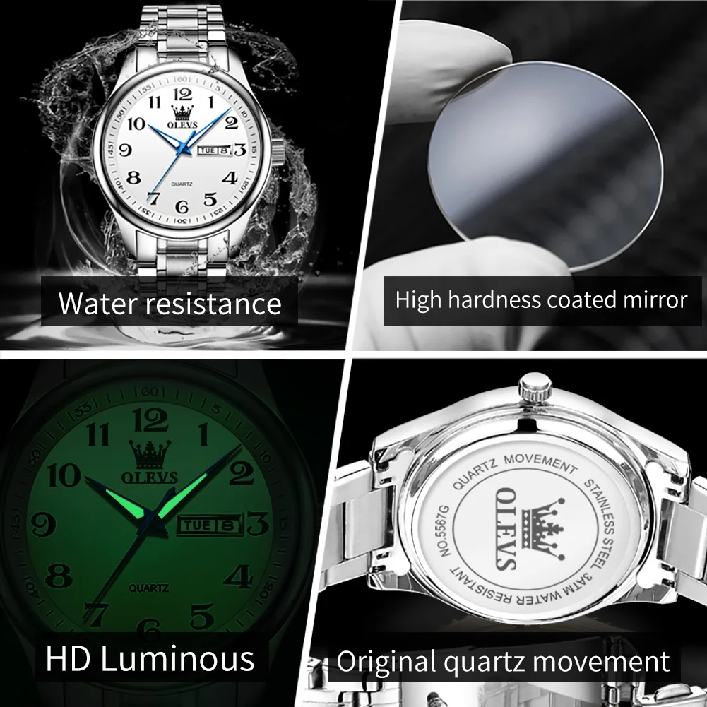 OLEVS швейцарские элитные брендовые мужские часы с арабскими цифрами из