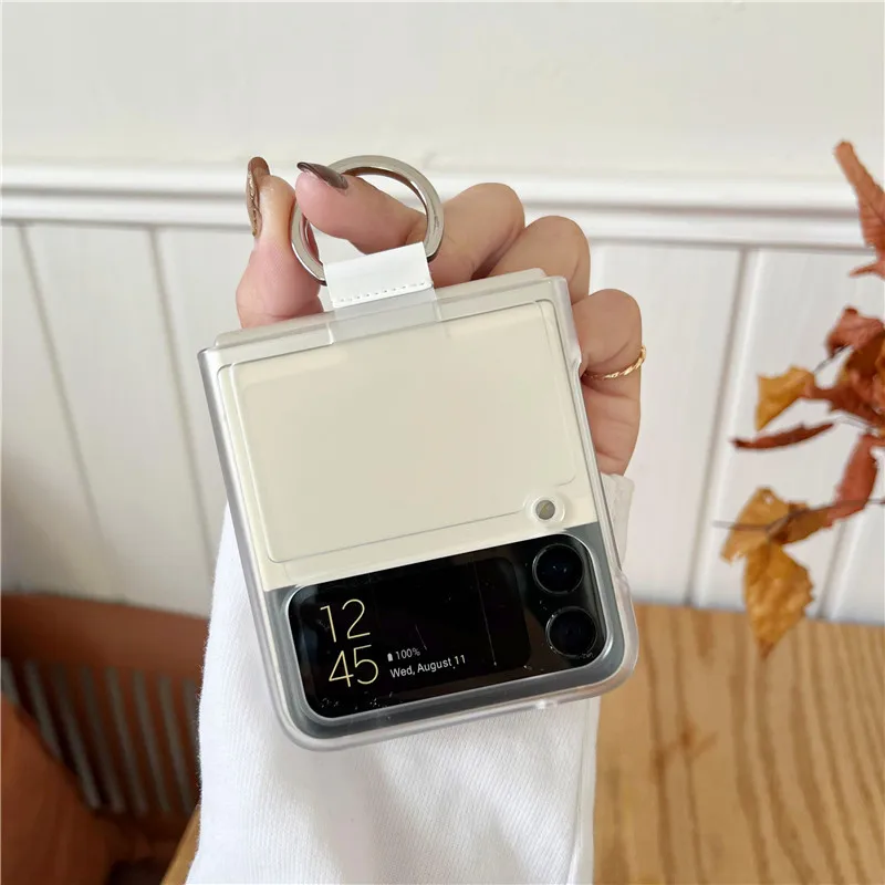 

HD Clear Foldable Case Cover with Ring Holder for Samsung Galaxy Z Flip3 Flip4