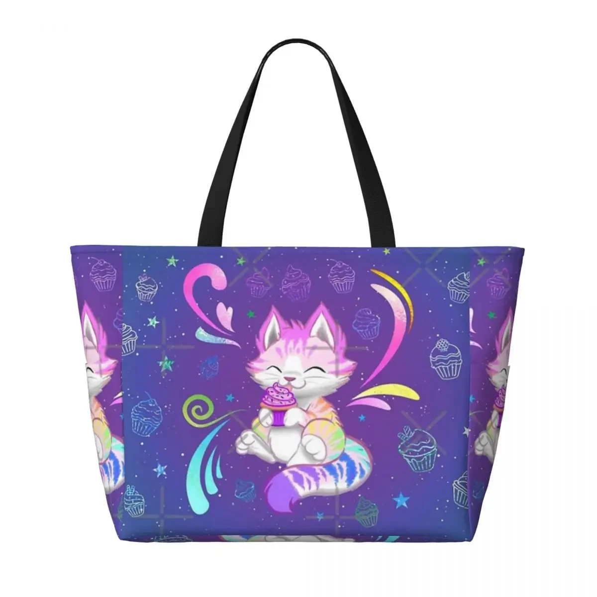 Tęczowa torba podróżna plażowa z babeczką w stylu retro dla dorosłych na ramię wielu stylach