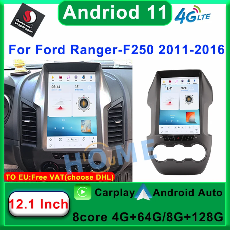 

12.1"Qualcomm Android 11 Car Multimedia Video Player GPS Navigation Android Radio For Ford Ranger F250 2011-2016 Auto Carplay