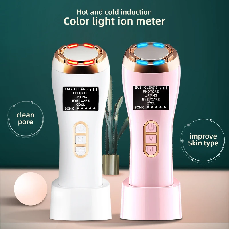 

LED Photon 7 In 1 EMS Therapy Sonic Vibration Wrinkle Remover Hot Cool Treatment Anti Aging Rejuvenation Facial Beauty Device