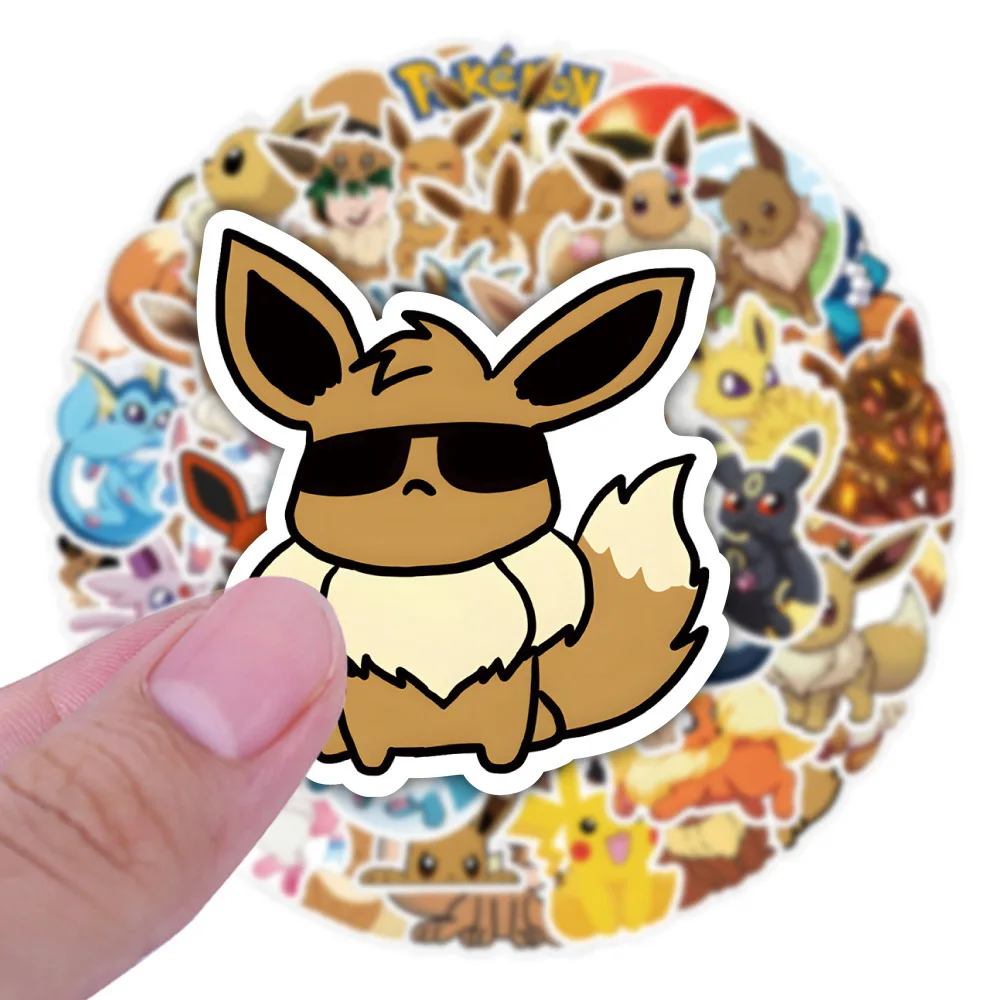 

100PCS Pokemon Cute Eevee Anime Stickers DIY Laptop Luggage Skateboard Car Phone Decals Graffiti Cartoon Joke Sticker Toy