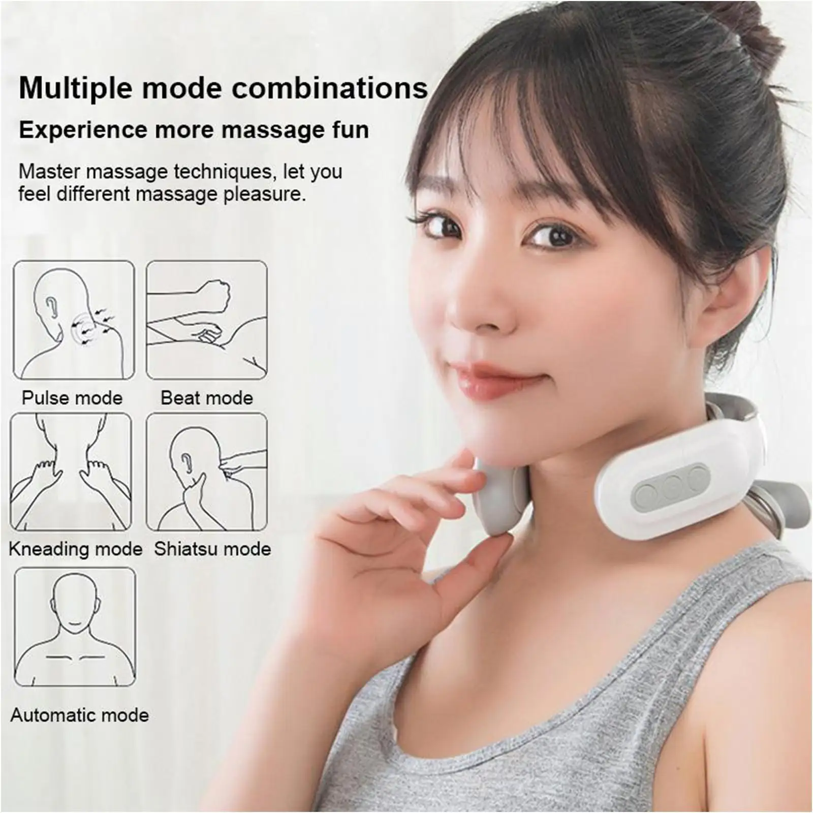 

4 Heads Neck Massager Shoulder Cervical Massager Multifunctional Rechargeable Neck Hot Pulse Protector Electric Compress Ma M7Z4