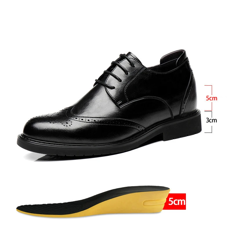 

Мужские кожаные туфли-броги на каблуке 8 см, 6 см