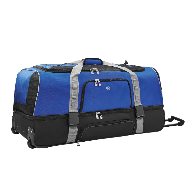 

Protege 36in Polyester Drop-Bottom Rolling Duffel - Blue w/ Black
