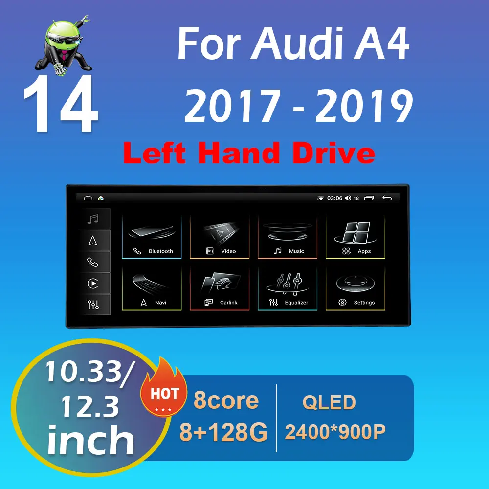 Фото GPS-навигация, беспроводной Carplay для Audi A4 2017 2018 2019, DSP стерео 12,3-дюймовый умный сенсорный экран, авторадио, охлаждающий вентилятор, без 2din №1
